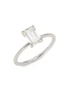 Badgley Mischka Women's 14k White Gold Emerald-cut Diamond Solitaire Ring