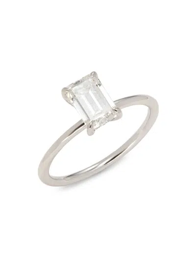 Badgley Mischka Women's 14k White Gold Emerald-cut Diamond Solitaire Ring