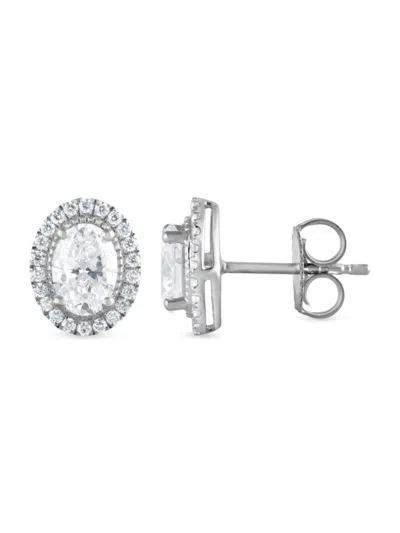 Badgley Mischka Women's 14k White Gold & 1.5 Tcw Lab-grown Diamond Stud Earrings In Brown