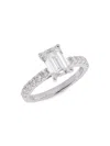Badgley Mischka Women's 14k White Gold & 2.50 Tcw Lab-grown Emerald & Round Diamond Ring In Metallic
