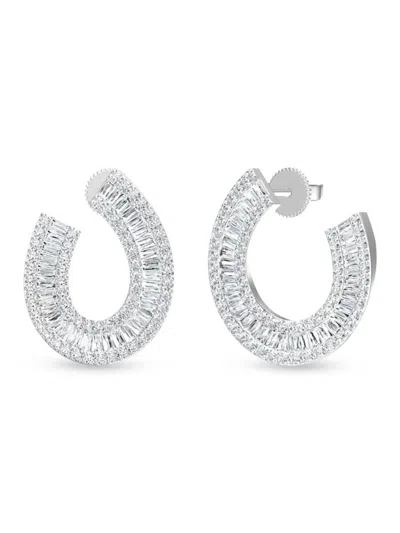 Badgley Mischka Women's 14k White Gold & 2.75 Tcw Lab-grown Diamond Earrings In Brown