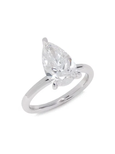 Badgley Mischka Women's 14k White Gold & 3.00 Tcw Lab-grown Pear Diamond Ring In Silver