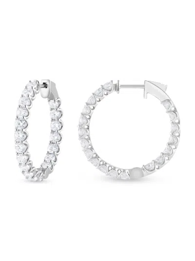 Badgley Mischka Women's 14k White Gold & 4 Tcw Lab-grown Diamond Hoop Earrings In Silver