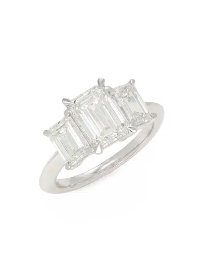 Badgley Mischka Women's 14k White Gold & 4.10 Tcw Lab-grown Emerald Diamond Ring In Metallic