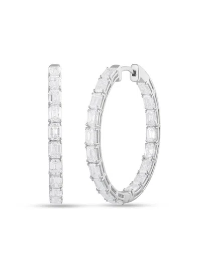 Badgley Mischka Women's 14k White Gold & 5 Tcw Lab-grown Diamond Hoop Earrings In Metallic