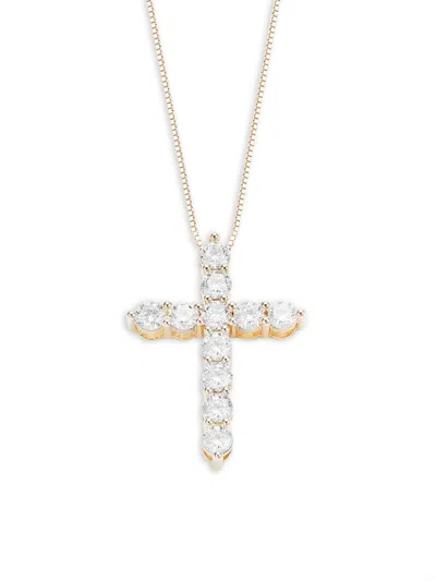 Badgley Mischka Women's 14k Yellow Gold & 1 Tcw Lab Grown Diamond Cross Pendant Necklace