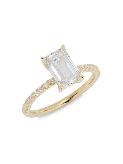 Badgley Mischka Women's 14k Yellow Gold & 2.25 Tcw Lab-grown Emerald & Round Diamond Ring