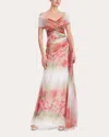 Badgley Mischka Gathered Chiffon Gown