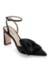 Badgley Mischka Collection Alease Ankle Strap Pointed Toe Pump In Black Satin