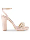 Badgley Mischka Womens Satin Adjustable Block Heel In Soft Blush