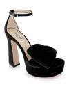 Badgley Mischka Women's Alora Ii Square Toe Bow Embellished High Heel Platform Sandals In Black Velvet