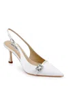 Badgley Mischka Collection Annmarie Slingback Pointed Toe Pump In White Satin