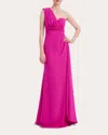 Badgley Mischka One-shoulder Draped Crepe Gown In Pink