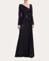 Badgley Mischka Women's Asymmetric Sequin-embellished Gown In Black