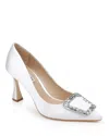 Badgley Mischka Collection Aubree Pointed Toe Pump In White Satin
