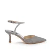 Badgley Mischka Autumn Silk Strass Ankle-strap Pumps In Silver