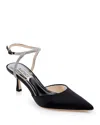 Badgley Mischka Lyric Velvet Ankle-strap Pumps In Black Satin
