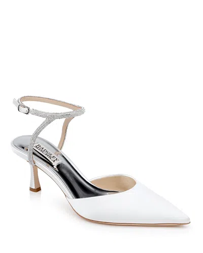 BADGLEY MISCHKA WOMEN'S AUTUMN POINTED TOE PAVE EMBELLISHED MID HEEL PUMPS