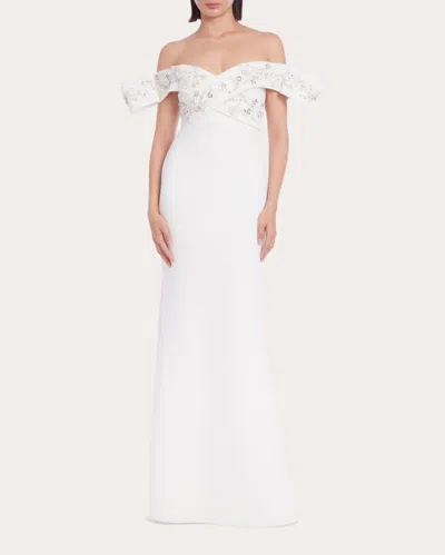 Badgley Mischka Women's Beaded Off-shoulder Gown In White