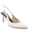 Badgley Mischka Collection Beatrix Slingback Pointed Toe Pump In White