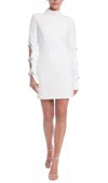 Badgley Mischka Women's Beverly Long Sleeve Mock Neck Mini Dress In Ivory In White