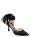 Badgley Mischka Blaze Satin Ankle-wrap Halter Pumps In Black Satin