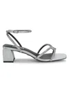 Badgley Mischka Women's Brisa 50mm Embellished Block Heel Sandals In Silver