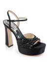 Badgley Mischka Collection Bryleigh Ankle Strap Platform Sandal In Black Satin