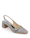 Badgley Mischka Women's Buena Embellished Slingback Flats In Silver Antique