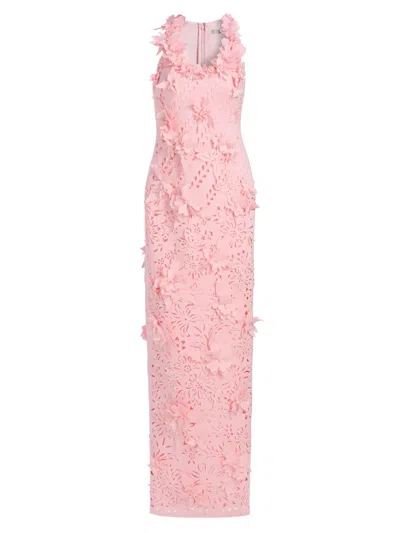 Badgley Mischka Robe Aus Lasergeschnittenem Scuba Mit Verzierung In Pink