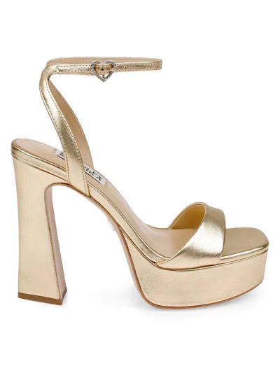 Badgley Mischka Women's Caia 125mm Metallic Leather Platform Sandals In Gold