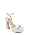 Badgley Mischka Caia Ankle Strap Platform Sandal In White