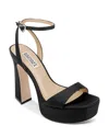 Badgley Mischka Caia Crystal Heart Platform Sandals In Black