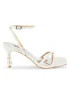 Badgley Mischka Women's Callie Pearl Heel Open-toe Sandals In White