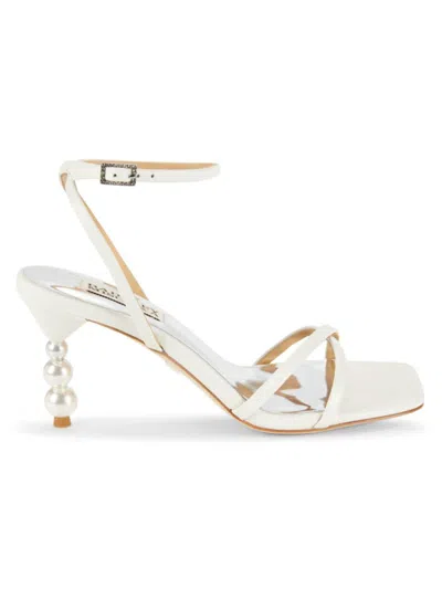 Badgley Mischka Women's Callie Pearl Heel Open-toe Sandals In White