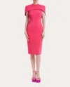 Badgley Mischka Women's Cape-shoulder Sheath Dress In Pink
