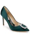 Badgley Mischka Collection Aubree Pointed Toe Pump In Green Satin