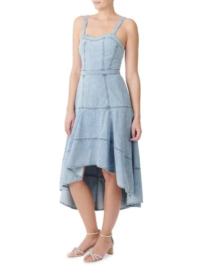 Badgley Mischka Women's Denim High Low A Line Dress In Light Blue