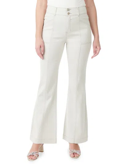 Badgley Mischka Babies' Women's Double Button Flare Jeans In Off White