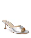 Badgley Mischka Draya Leather Kitten-heel Mules In Silver Leather