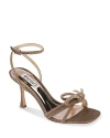 Badgley Mischka Effie Glitter Crystal Knot Cocktail Sandals In Bronze