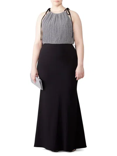 Badgley Mischka Women's Embellished A-line Maxi Dress In Silver Black