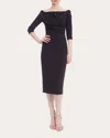 Badgley Mischka Off-the-shoulder Embellished Crepe Midi Dress In Black