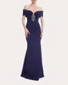Badgley Mischka Women's Embellished Sweetheart Off-shoulder Gown In Blue