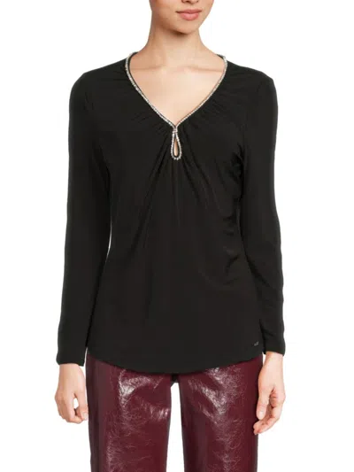 Badgley Mischka Women's Embellished Top In Black