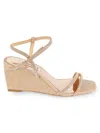 Badgley Mischka Women's Embellished Wedge Sandals In Pale Gold