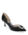Badgley Mischka Women's Fabia Ii Embellished Pointed Toe Slip On Pumps In Black Satin