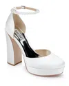 Badgley Mischka Felixa Ankle Strap Platform Sandal In White Satin