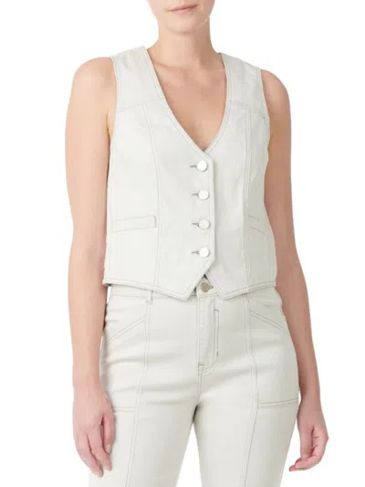 Badgley Mischka Women's Fitted Denim Vest In Off White