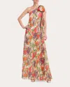 Badgley Mischka Pleated One-shoulder Gown